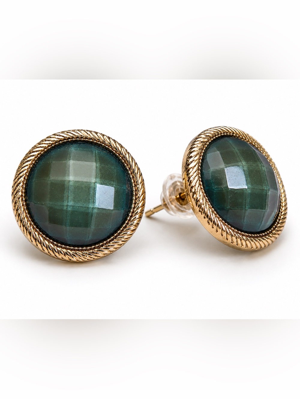 Dark Teal & Gold Earrings